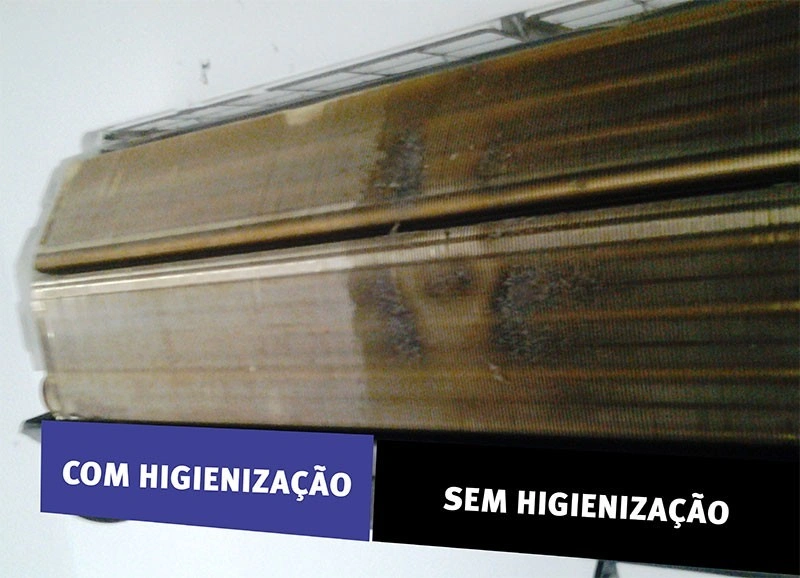 Comparação de ar condicionado com e sem higienização profissional em Imperatriz
